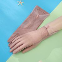 高品质蕾丝防晒手套-肉粉色 南极人防晒蕾丝手套女夏季防紫外线防滑触屏时尚百搭网眼透气薄