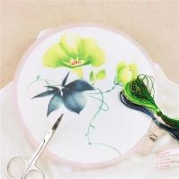 绿新花非针迹稿 25cmx25cm 手帕男士字刺绣和风丝绸古代学姓名情人节初学苏绣女士套件十字绣