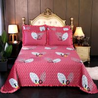 柔情花语-红 90*200cm单件床盖 水晶绒床盖双面三件套夹棉多功能盖毯欧式风加厚防滑床单大炕毯子