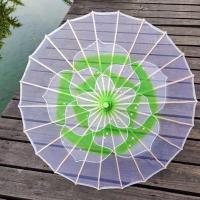 草绿 木杆 伞面直径70CM 透明茉莉花开 舞蹈道具伞 茉莉情怀演出旗袍走秀古典跳舞道具伞