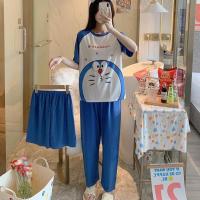 叮当猫三件套 80-120斤 睡衣女三件套装家居服(短袖+短裤+长裤)或(长袖+长裤+收纳袋)