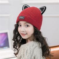 红色(点钻耳朵款) 均码 女童帽子2秋冬季3保暖4护耳5加绒毛线帽6女孩7小学生8岁9女宝宝潮