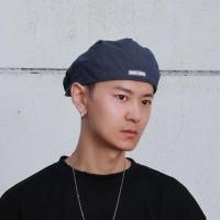字母贝雷帽-雾霾蓝 均码(56-59cm) 贝雷帽男薄款日系复古前进帽男反带鸭舌帽女嘻哈透气八角帽帽子男