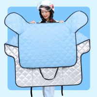 纯色+防飘带+大口袋-纯蓝 电动摩托车挡风被防晒遮阳罩薄款电瓶车防风防雨水春秋天四季通用