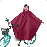 珍妮3XL+脚踏自行车+红色_ 雨衣电动车电瓶车摩托车自行车双帽檐单人成人加厚加长男女雨披