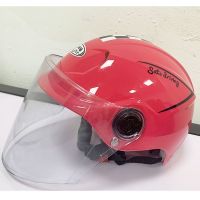 [夏季简约款]007粉色 防晒-茶色镜片 夏季电动车头盔女男通用防晒防雨电瓶车半盔双镜片防护安全帽子