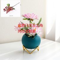 无墨绿盆-无金架i-只含两只发财果 仿真花假花装饰品高档摆件创意简约客厅房间发财果陶瓷插花盆栽