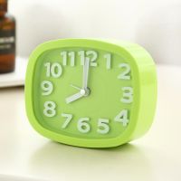 椭圆绿色 桌面台式个性学生儿童钟表床头静音石英钟摆件小创意闹钟电子时