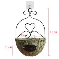 草绿篮不含花 墙壁装饰花篮悬挂式花盆仿真花假花墙上花盆挂件卧室影视墙壁饰