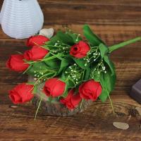 玫瑰蕾红色一束(不带花瓶) 玫瑰花蕾仿真花假花塑料花婚庆客厅餐桌室内摆件装饰品绢花干花