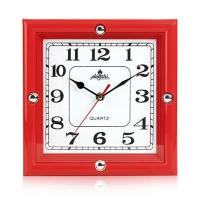 24cm红色方形 静音挂钟客厅创意简约卧室石英钟现代家庭时钟表挂钟家用时尚挂表