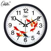 22厘米黑鸿运 普通款(无日历) 康巴丝静音钟表挂钟客厅北欧简约现代时钟免打孔挂墙创意石英钟