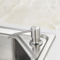 【圆型-皂液器】适用24-40mm孔（容量300ml） 潜水艇厨房水槽皂液器洗洁精304不锈钢按压瓶子洗菜盆洗涤剂瓶子