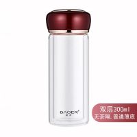 热情红(薄底)-260ml 保尔玻璃杯女韩版双层加厚防烫防摔隔热水杯子小巧便携过滤泡茶杯