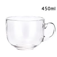 透明杯450ml 耐热玻璃茶杯带盖泡茶杯带把杯子办公室花茶杯绿茶杯家用玻璃杯子