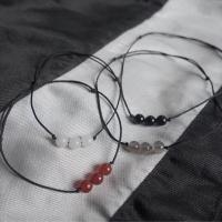 红色 三石宙礼 三生石6毫米项链锁骨链可调节