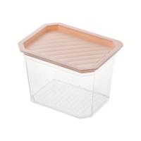 6045粉色小号 有把高透明冰箱保鲜盒可叠加冷藏速冻盒果蔬盒收纳冷冻盒面条盒