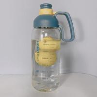 普通款深蓝色-1800ml无贴纸 马卡龙巨无霸水杯女随身杯子1800ml超大容量健身房带吸管户外水壶