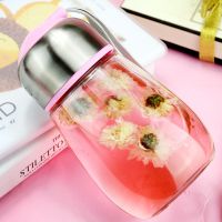 企鹅颜色随机(无杯套) 创意企鹅杯400ml家用便携玻璃花茶杯学生大肚杯子随手水杯子女