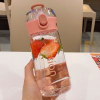 藕粉色450ml 塑料水杯耐高温夏天带吸管简约杯子少女心可爱方便携带学生随手杯