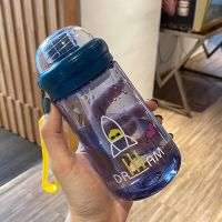 rocket塑料杯340ml-海蓝 杯子+杯刷 水杯ins成人少女心韩版可爱简约杯子女学生高颜值情侣塑料杯耐摔