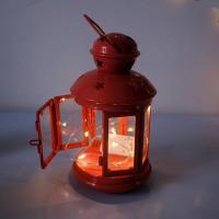 红色 欧式简约多色铁艺玻璃风灯马灯摆件蜡烛烛台古典婚庆摄影道具装饰