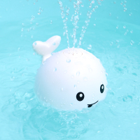 [白色]水上感应喷水小鲸鱼 收藏送电池螺丝刀 宝宝洗澡玩具儿童婴儿戏水漂浮玩具电动灯光下水自动感应喷水球