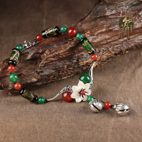 脚链长短可调节 古风脚链女铃铛有声音脚链子女性感复古森系足链贝壳琉璃脚饰女