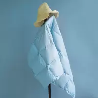 蓝色 70X130cm 羽绒盖毯便携式飞机毯多功能办公室午休毯子披肩午睡被沙发小被子