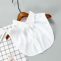 白色 尖领 免烫 蕾丝木耳边立领假领子娃娃领女衬衫百搭装饰棉白色衬衫假衣领女