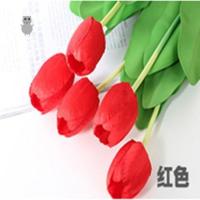 D82-红色5支价格 郁金香仿真花花艺摆件可选含瓶高绢花干花室内假花客厅餐桌摆设