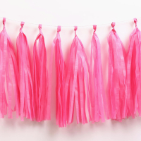 5个玫红流苏拉旗1包 拉花流苏雨丝帘套装结婚房挂件装饰用品生日派对甜品台背景墙布置