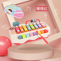 按键绕珠敲琴[珊瑚红] 敲琴八音琴儿童手敲琴宝宝玩具八益智早教多功能个月0-1一2钢琴岁