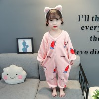 粉萝卜兔 80适合身高68-77cm 宝宝珊瑚绒睡袋儿童睡衣秋冬法兰绒女童男童冬季加厚加绒保暖婴儿