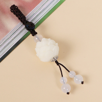 菩提+白珠子 菩提莲花平安扣钥匙扣玛瑙玉石玉髓汽车钥匙挂件男女情侣个性创意