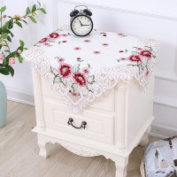 茶梅红 床头柜小盖巾57*57cm 床头柜盖布巾简约现代田园梳妆台布防尘套罩欧式绣花公主风小桌布