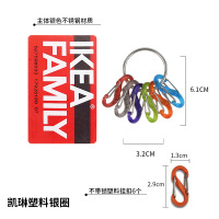 银色不锈钢圈[新款凯琳钥匙扣]含6个塑料-不带锁挂扣 NiteIze奈爱不锈钢户外钥匙挂扣迷你8字扣男多功能钥匙圈创意快