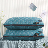 水立方蓝色[枕芯] 再送枕套2个 全棉枕头枕芯男一对家用高回弹宿舍夏季枕头芯护颈锥不塌陷不变形
