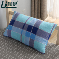 蓝绿格枕芯 40*60/纯棉面料 单人枕头午睡枕芯助睡眠防螨虫不塌陷中学生宿舍单个60*40一只装
