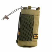 卡其色大号(直径80mm) 路游A130 多功能网眼透视水壶瓶杯袋套 旅行户外molle附件包腰挂