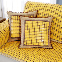 金色抱枕套(不含枕芯) 45*45cm 夏季麻将靠枕套凉席沙发垫夏天靠垫抱枕套正方形办公室靠背腰垫枕