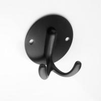 仅打孔安装双钩圆形板(6个装) 免打孔粘胶墙壁黑挂衣钩门后衣帽钩实心单个衣服挂钩衣柜鞋柜挂钩