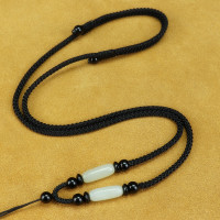 简约玛瑙/和田玉款/黑色 和田玉吊坠挂绳吊坠绳玉佩挂件绳男女项链绳手工编织绳可调节绳子