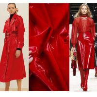 红色潘多拉皮革 小样10*10 潘多拉可水洗皮革 橡胶手感仿皮布大廓型风衣大衣外套 设计师面料