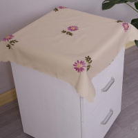 本色紫花 棉布 60*60(床头柜巾) 防尘布盖布床头柜艺田园布蕾丝台布正方形家用茶几微波炉家具盖巾