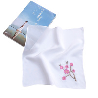 白色粉梅(常规约28x28cm)-HANA 手工手帕小方巾随身装蹈表演古装汉服旗袍格格服绣花刺绣手绢腕巾