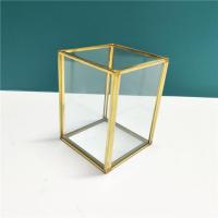 小刷桶直边不带珍珠 欧式复古多功能铜边透明玻璃化妆刷收纳桶眉笔粉刷具筒桌面收纳盒