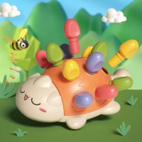 萌趣拼插玩具 宝宝益智手部精细专注力训练拔玩具刺猬儿童早教拼装积木1一3岁半