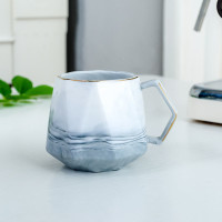 描金无印花(请备注颜色)单 杯(安全包装) 简约钻石陶瓷咖啡杯马克杯带盖勺送礼表白神器男女办公家用喝水杯