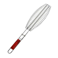 单只烤鱼夹38X15CM(镀铬) 商用不锈钢烧烤夹烤鱼夹子诸葛加大号烧烤网夹板用品工具烤架配件